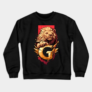 Lion Banner with a Golden Letter G - Fantasy Crewneck Sweatshirt